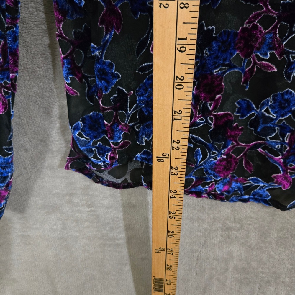 Simply Styled Floral Velvet Burnout Blouse Womens XL Sheer Whimsigoth Layering - Picture 8 of 9